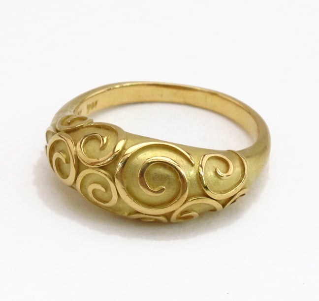 Antique Adjustable Golden Plated Temple Finger Ring - Mrigangi