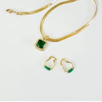 The “Cleopatra” Emerald shaped and White CZ halo Snake Chain necklace  