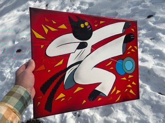 Image of Yo-Yo Karate Kat original canvas painting 16x20