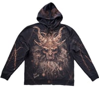 Image 1 of “KRAMPUS” CUSTOM BLEACH PAINTED PULLOVER SWEATER XL