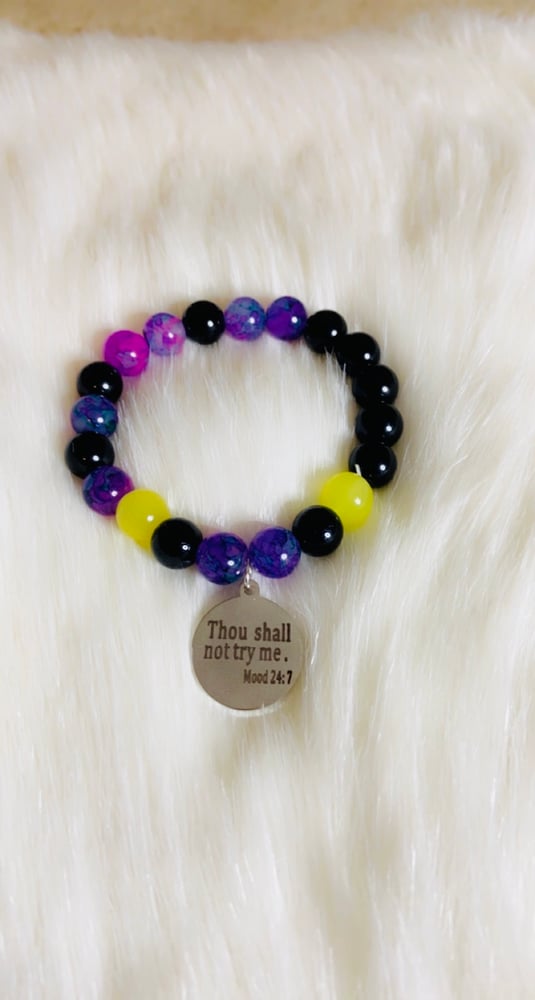 Image of Thou shall not try me beaded bracelet 