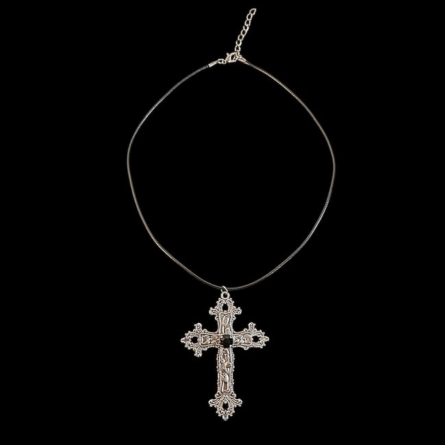 goth cross cord necklace 