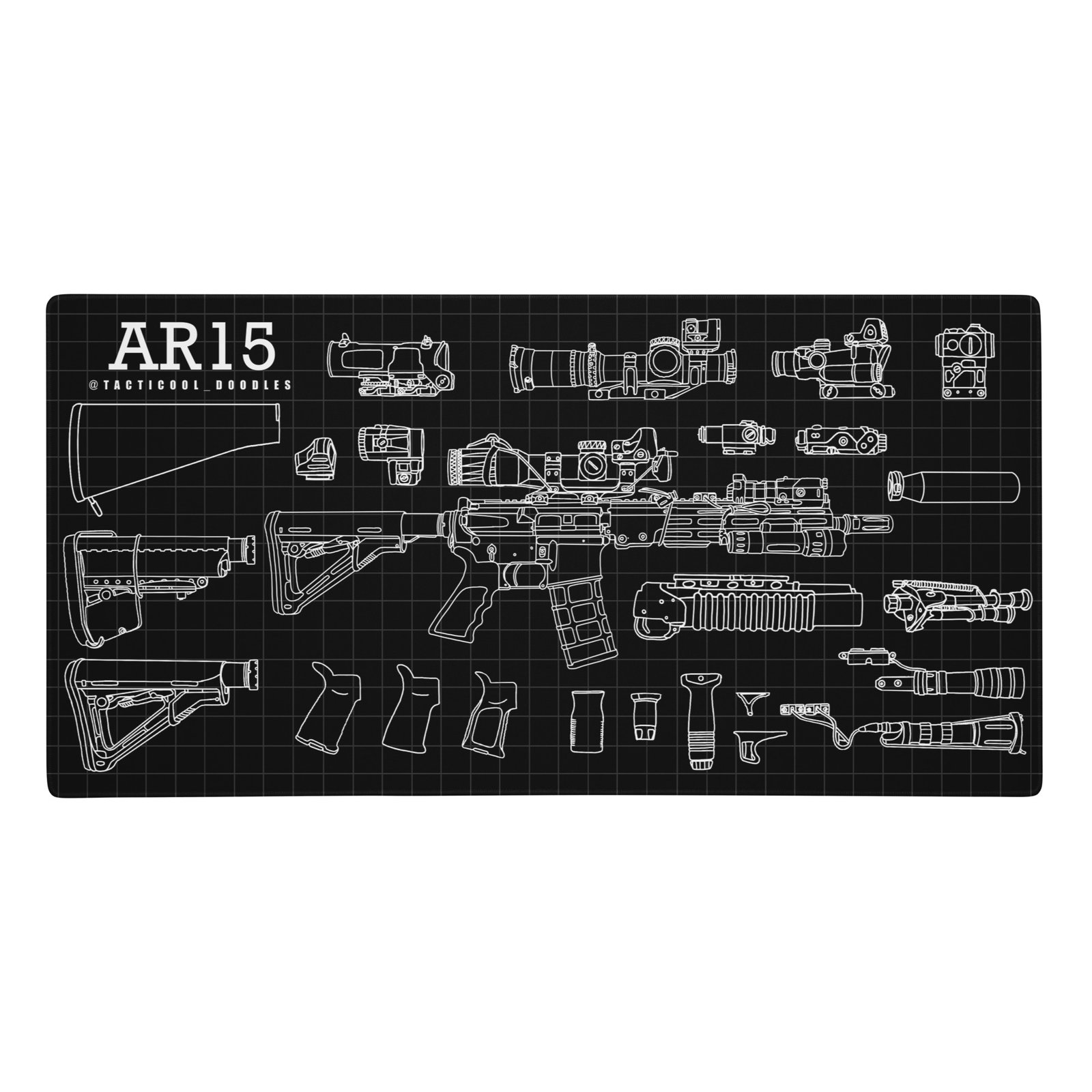 AR15 BLACK BLUEPRINT GAMING / SMITHING PAD | TACTICOOLDOODLES