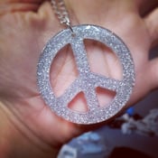 Image of Glitter Peace Pendant Necklace