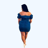 Image 2 of Dazzling in Denim Ruched Dress