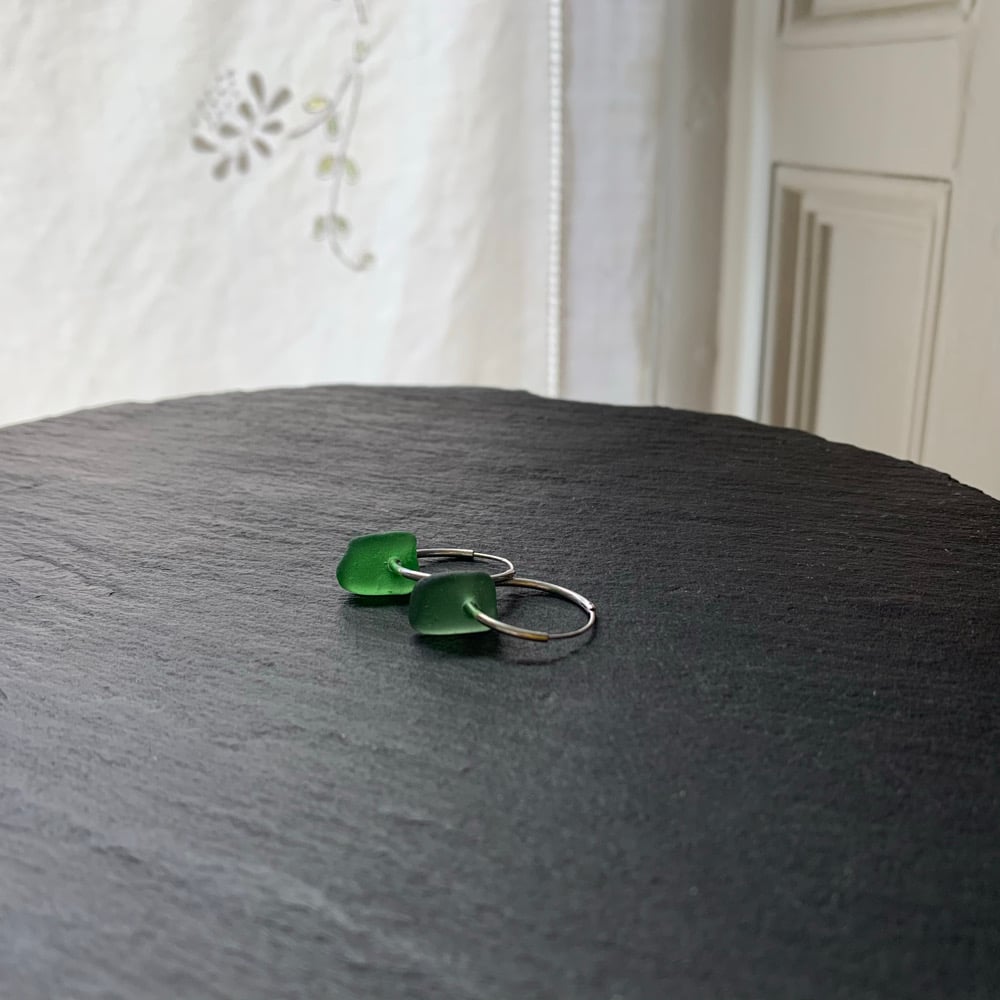 Image of Green sea glass earrings