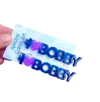 Image 1 of Custom “I Love Bobby” Earrings