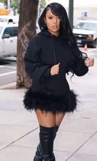 Fur hooded dress