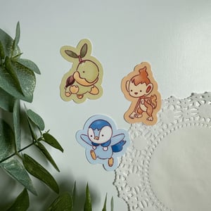 Image of Gen 4 Starter Pokémon Waterproof Stickers