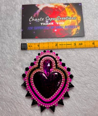 Image 5 of Hand Polish Black Heart XL Beaded Earrings 