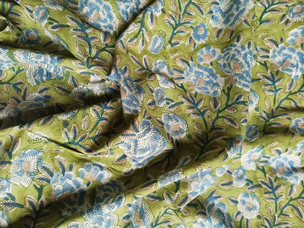 Image of Namasté fabric pivoines bleues