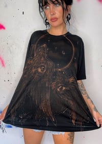 Image 3 of “TWO SWALLOWS” CUSTOM BLEACH PAINTED T-SHIRT XL