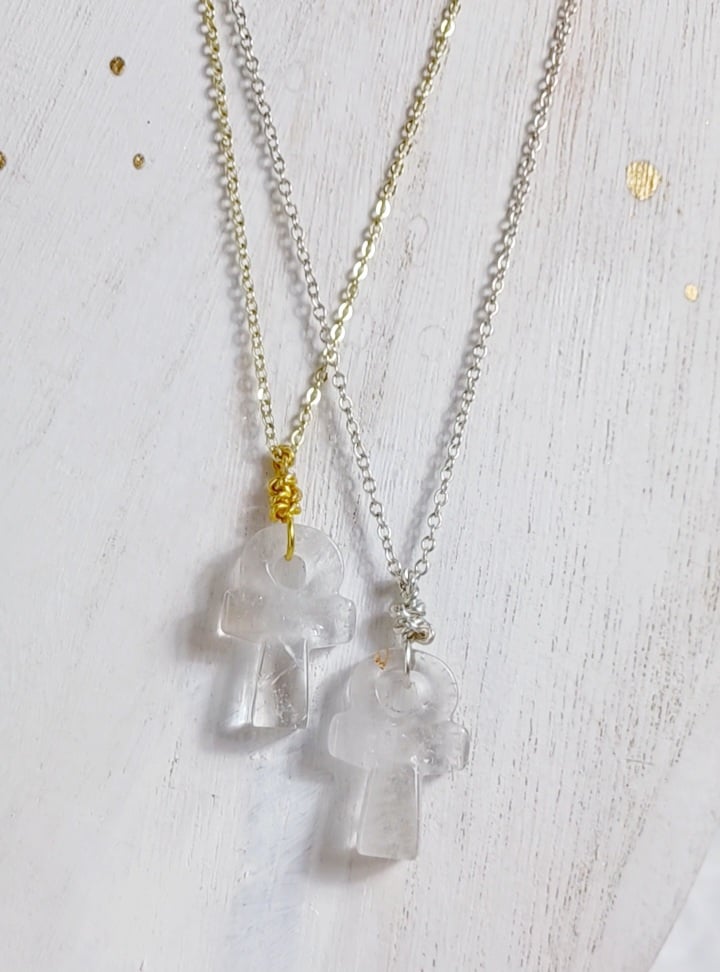 Image of Ankh, Double point and heart crystal necklace 