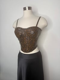 Image 2 of Jessica Cheetha Leather Bustier Top