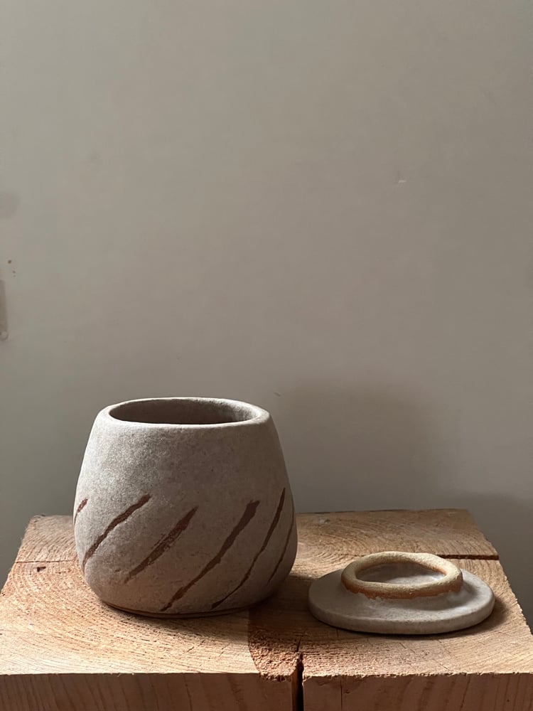 Image of Striped Lidded Pot