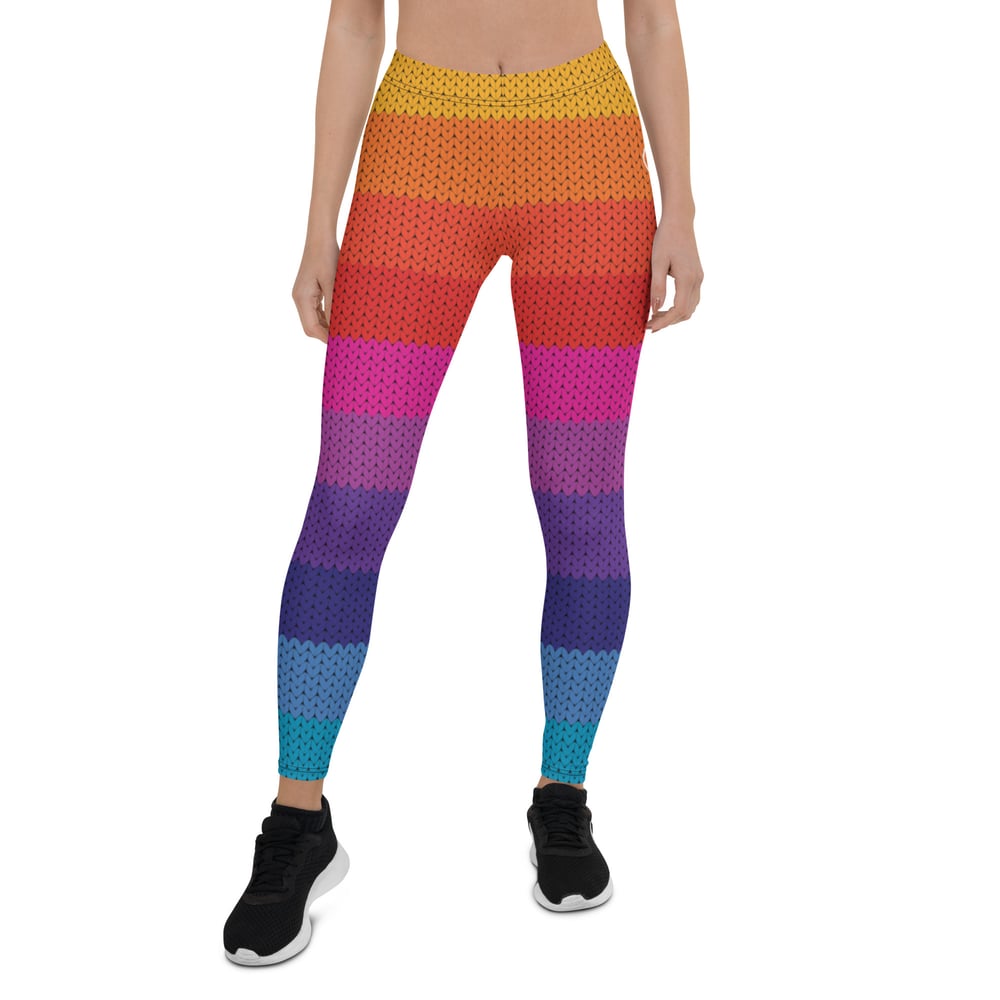 Image of Vibrant Faux Knit Leggings
