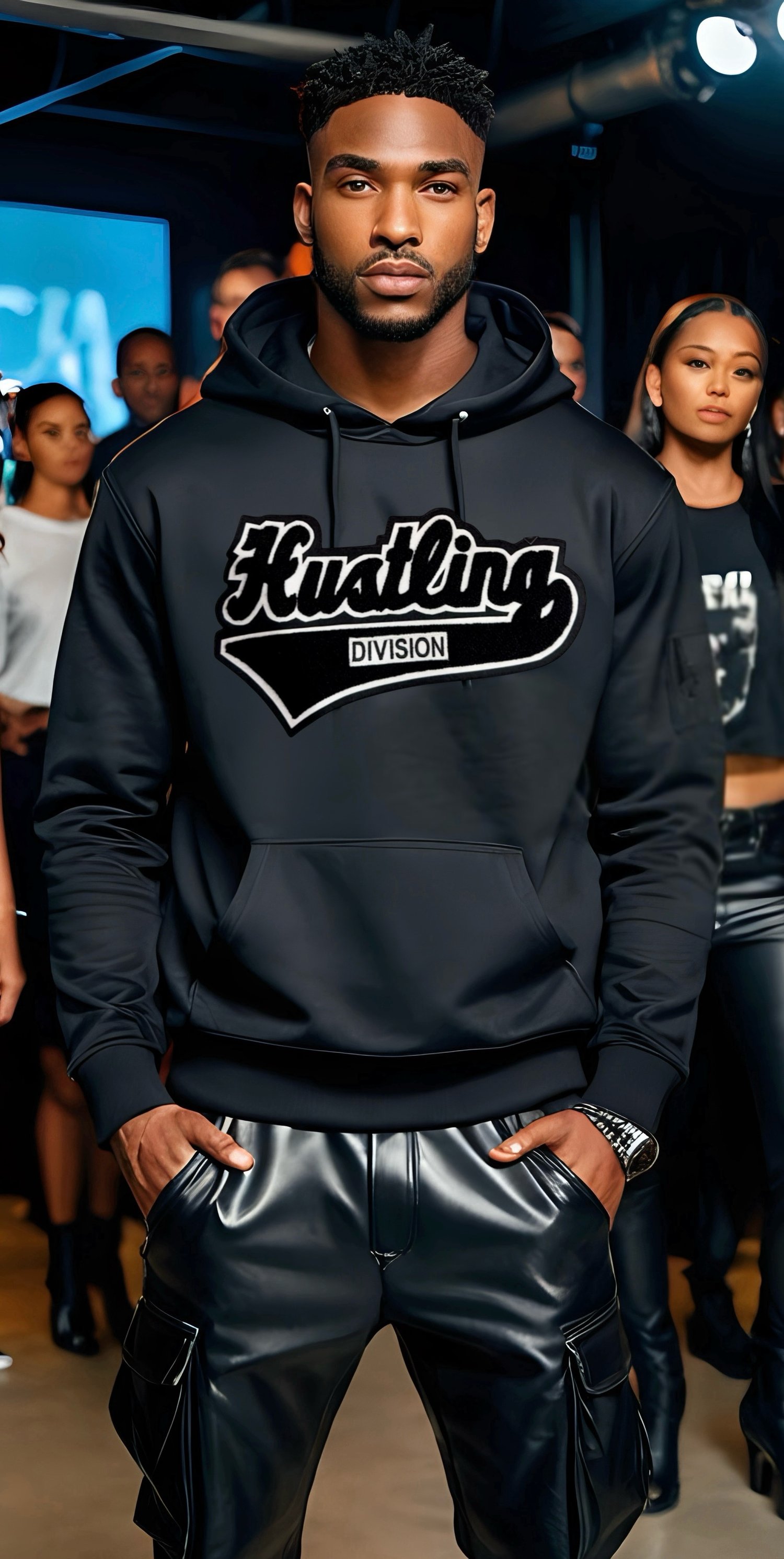 Image of Hustling Division Black Chenille Hoody