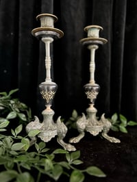 Image 2 of Paire de bougeoirs de style Empire. En cuivre, bronze et ébonite. Fin XIXEME!