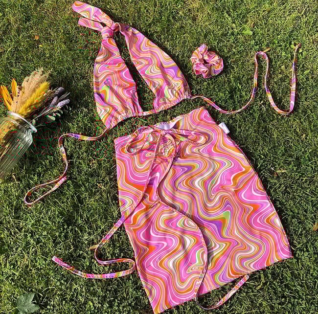 multiple prints* ruched skirt co-ord