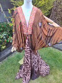 Image 3 of Wanderlust maxi dress Sari tie dye TAN & leopard 8- 18 uk