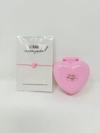 Image 1 of Ensemble bracelet et Polly Pocket petit Coeur rose chat