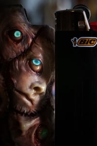 Image 4 of Face Off collectible Bic lighter sleeve, glow in the dark,  original sculpt, functional art OOAK