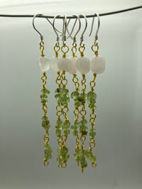 Image 5 of Peridot Clear Quartz Rosary Dangling Earrings | • Clarity • Joy