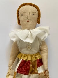Image 1 of Queenie - Folk doll with patchwork skirt and tiny chap