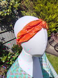 Image 4 of Boho turban Head Band- sari fabric -orange