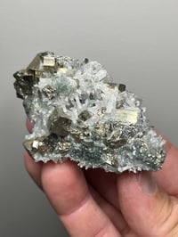 Image 4 of Cubic Pyrite & Quartz Crystal Points Cluster | Bulgaria #2944