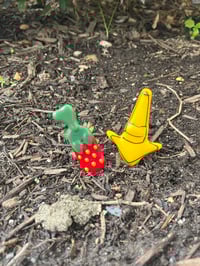 Image 5 of Fused glass strawberry candy planter stake