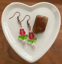 Image 1 of Romantic Rose & Pearl Earrings