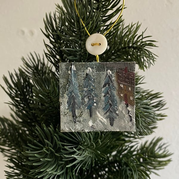 Image of Three fir trees - miniature painting 