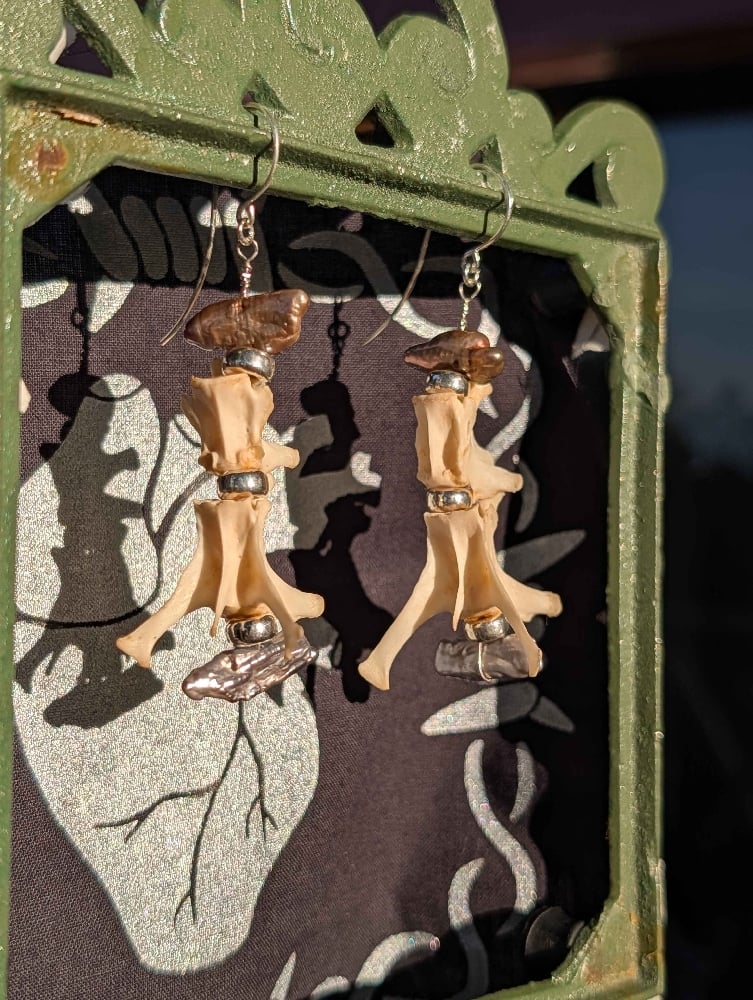 Image of rabbit vertebrae earrings