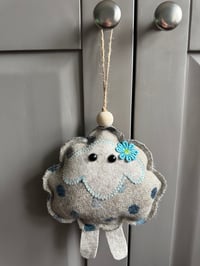 Image 2 of Yorkshire Tweed Dangly Sheep blue multispot