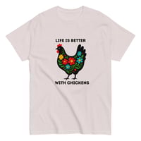 Image 9 of Unisex classic tee, Life Is Better With Chickens T-Shirt | Farm Life Floral Chicken Graphic Tee