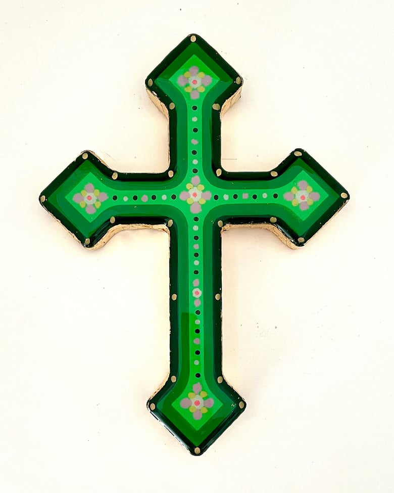 Image of Floral Cross Small Green/Black/Fluoro Green 