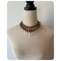 Image 4 of The Empress Necklace - Clear Quartz Crystals and Soft Tan Leather