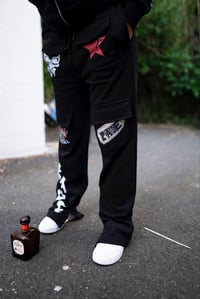 Image 2 of BLACK FADE FLAIR STACKED PANTS 
