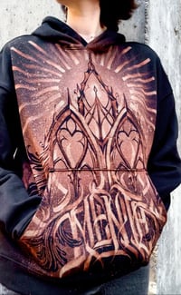 Image 3 of “Mente” calligraphy bleach art on unisex hoodie - size M - 1of1