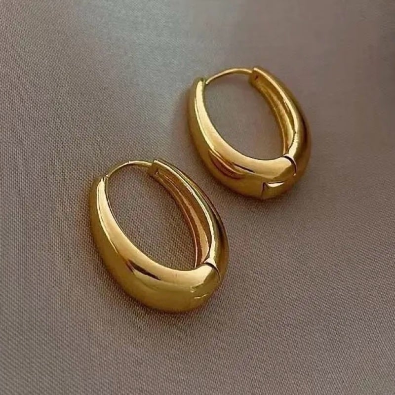 Image of Classic Copper Alloy Hoop Earrings 