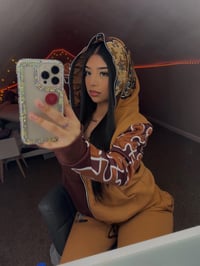 BROWN DOUBLE HOOD FULL ZIP