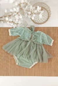 Image 3 of Sitter girls body-dress with flowers | Stella | sage