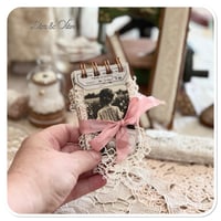 Image 2 of French Ephemera Box of lace samples and a lace sample snippet book with pink trim