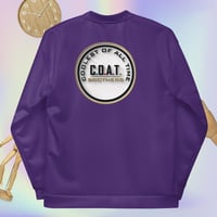 Image 2 of C.O.A.T. Brothers Unisex Purple Logo Bomber Jacket