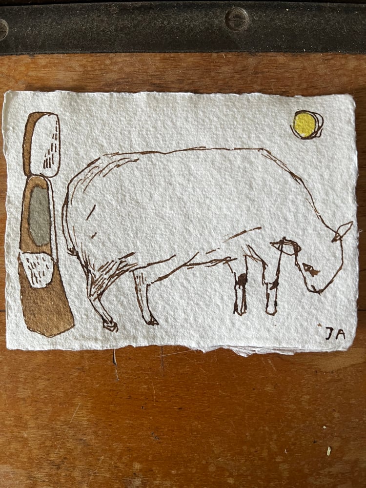 Image of Sheep and sculpture