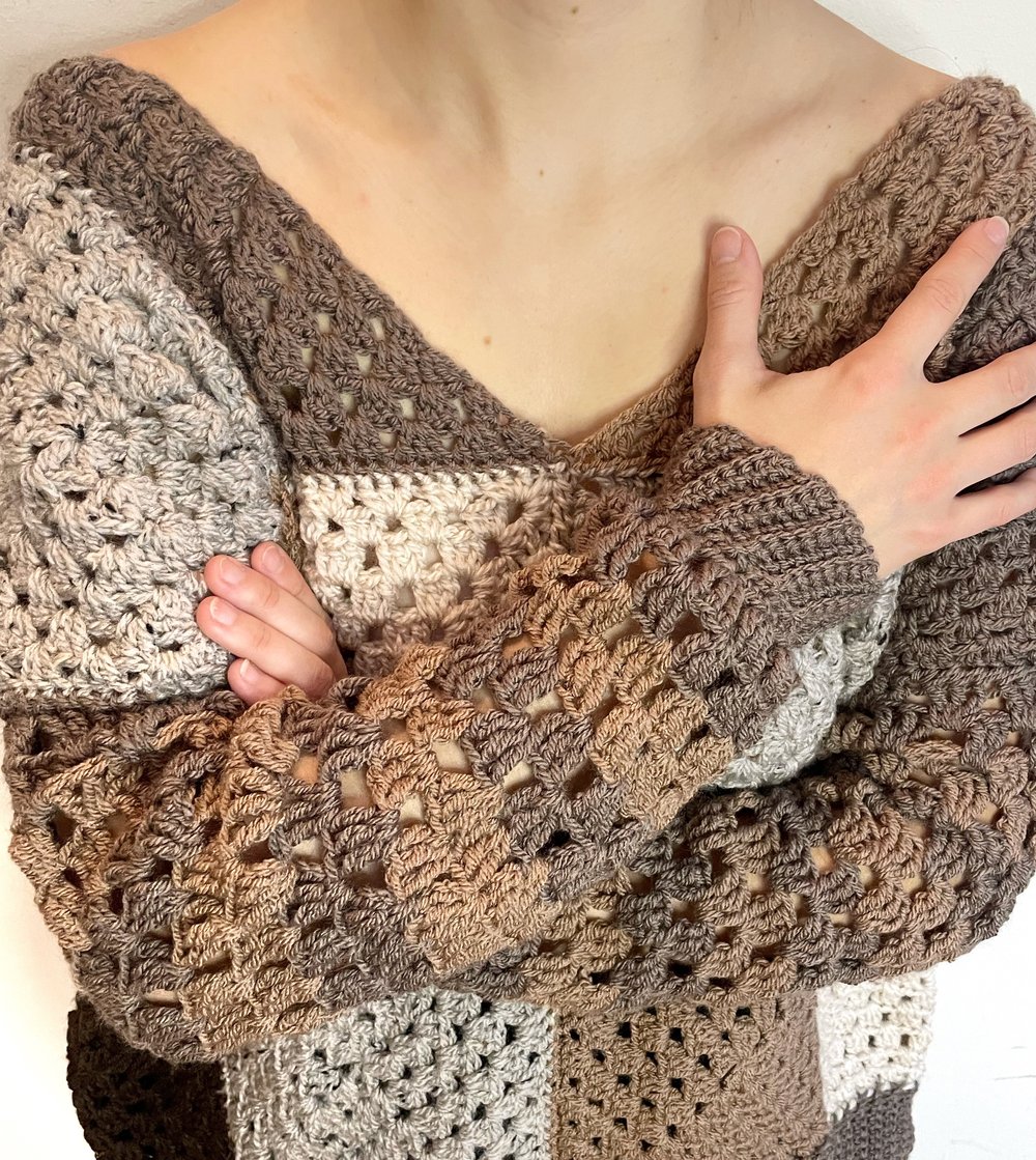 NEUTRAL Granny Square Sweater