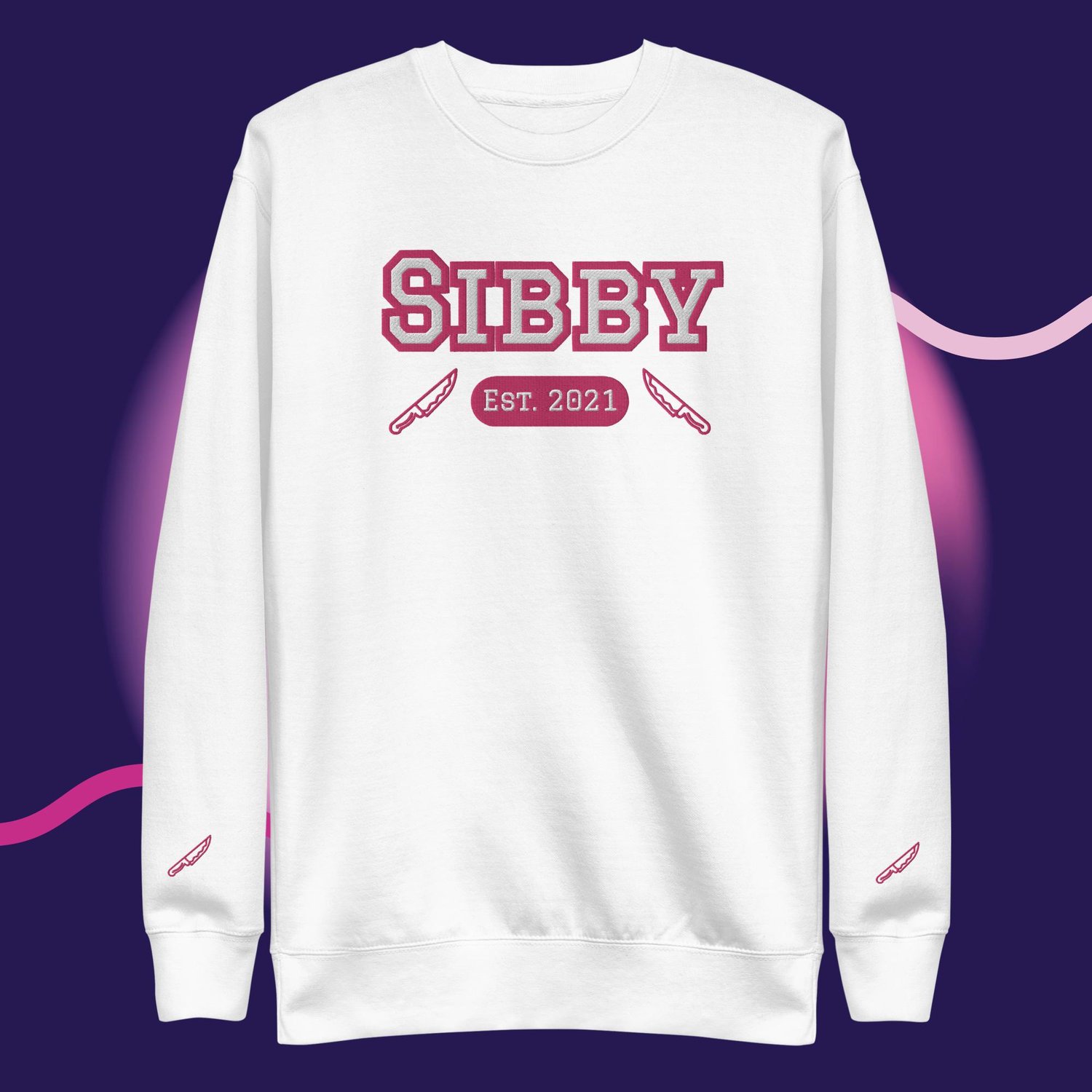 Image of Sibby embroidery with sleeve detail  Unisex Premium Sweatshirt