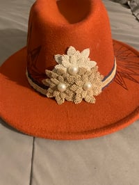 Image 3 of "Escogida Para Este tiempo" Hand Burned Narrow Panama Brim