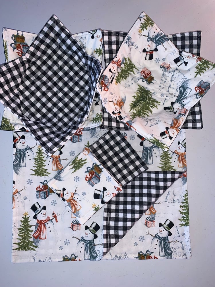 Image of Snowman & Gingham Coaster (Set of 4)☃️